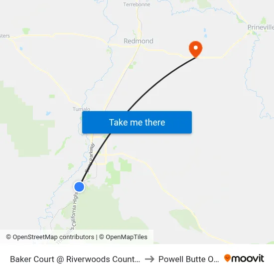 Baker Court @ Riverwoods Country Store (S) to Powell Butte OR USA map