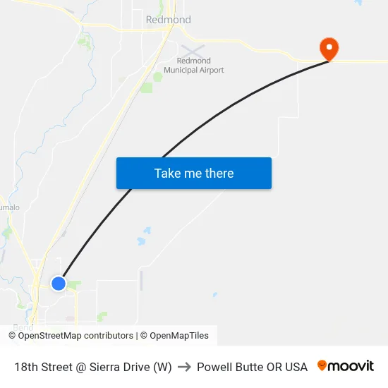 18th Street @ Sierra Drive (W) to Powell Butte OR USA map