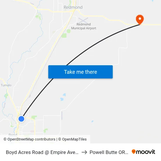 Boyd Acres Road @ Empire Avenue (E) to Powell Butte OR USA map
