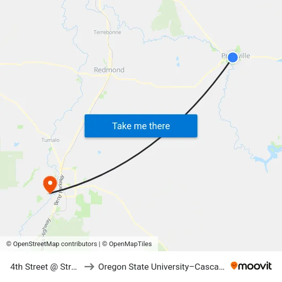 4th Street @ Stryker Park (N) to Oregon State University–Cascades (OSU–Cascades) map
