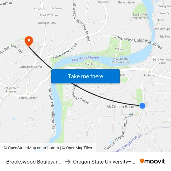 Brookswood Boulevard @ Mcclellan Road (W) to Oregon State University–Cascades (OSU–Cascades) map