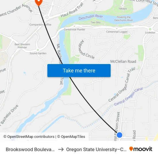 Brookswood Boulevard @ Powers Road (W) to Oregon State University–Cascades (OSU–Cascades) map