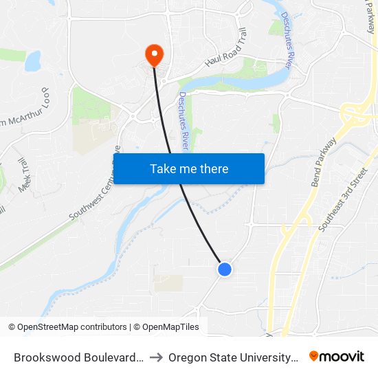 Brookswood Boulevard @ Copper Canyon Way (W) to Oregon State University–Cascades (OSU–Cascades) map