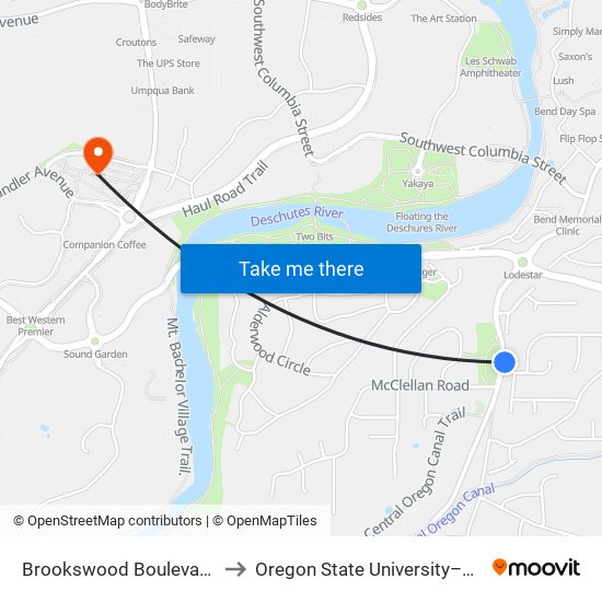 Brookswood Boulevard @ Hillwood Court (E) to Oregon State University–Cascades (OSU–Cascades) map