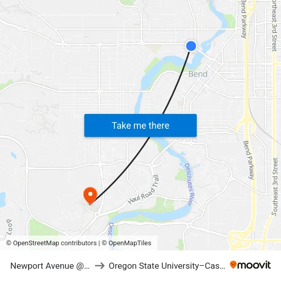 Newport Avenue @ Awbrey Road (S) to Oregon State University–Cascades (OSU–Cascades) map