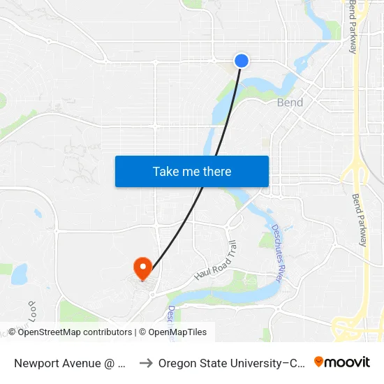 Newport Avenue @ Harmon Boulevard (N) to Oregon State University–Cascades (OSU–Cascades) map