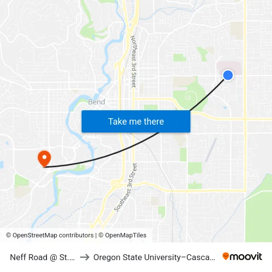 Neff Road @ St. Charles (N) to Oregon State University–Cascades (OSU–Cascades) map