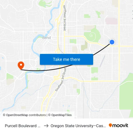 Purcell Boulevard @ the Forum (W) to Oregon State University–Cascades (OSU–Cascades) map