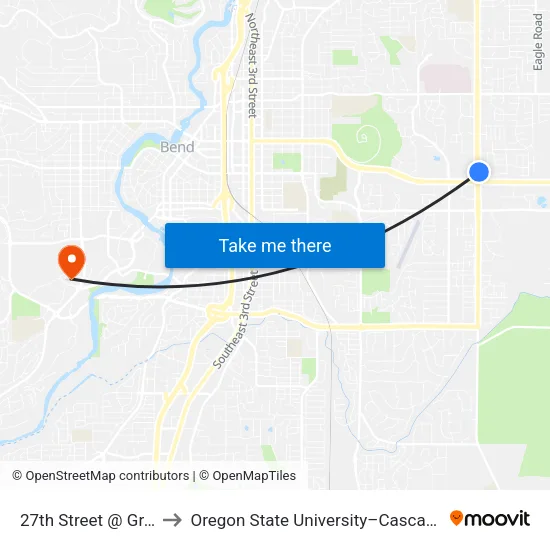 27th Street @ Grand Way (E) to Oregon State University–Cascades (OSU–Cascades) map