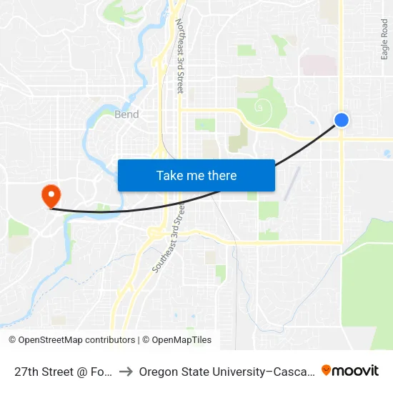 27th Street @ Forum Drive (E) to Oregon State University–Cascades (OSU–Cascades) map