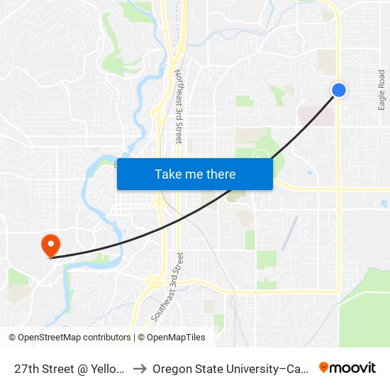 27th Street @ Yellow Ribbon Drive (E) to Oregon State University–Cascades (OSU–Cascades) map