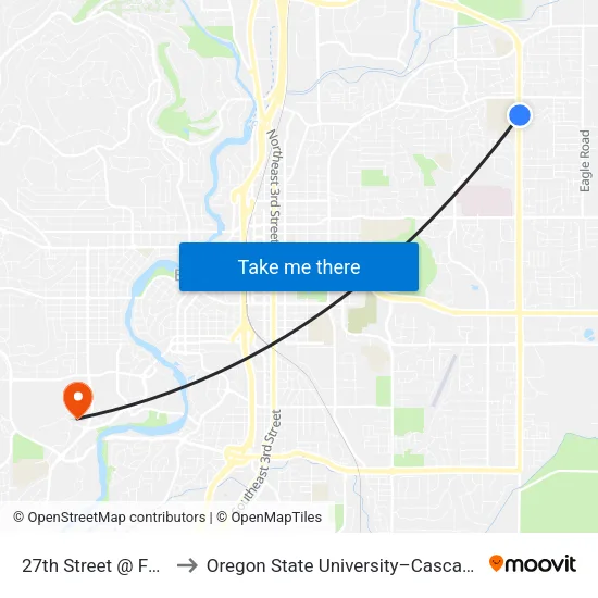 27th Street @ Faith Drive (E) to Oregon State University–Cascades (OSU–Cascades) map