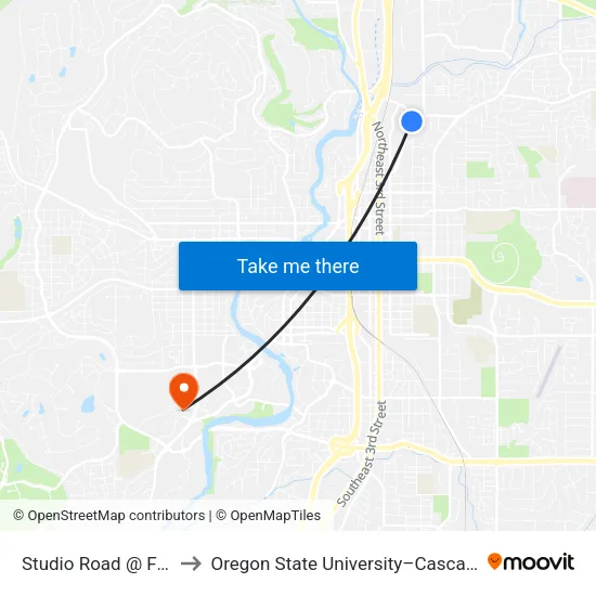 Studio Road @ Foxhollow (W) to Oregon State University–Cascades (OSU–Cascades) map