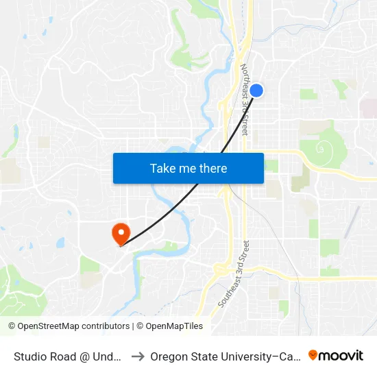 Studio Road @ Underwood Avenue (W) to Oregon State University–Cascades (OSU–Cascades) map