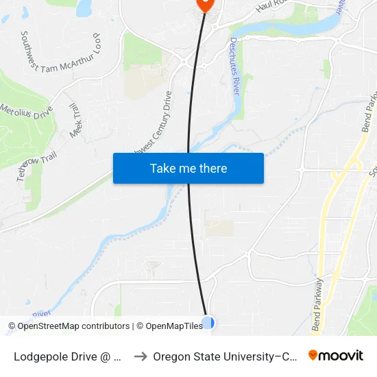 Lodgepole Drive @ Mahogany Street (W) to Oregon State University–Cascades (OSU–Cascades) map