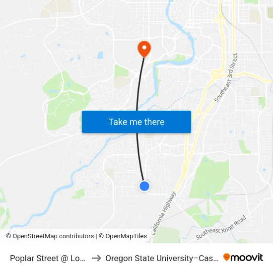Poplar Street @ Lodgepole Drive (N) to Oregon State University–Cascades (OSU–Cascades) map