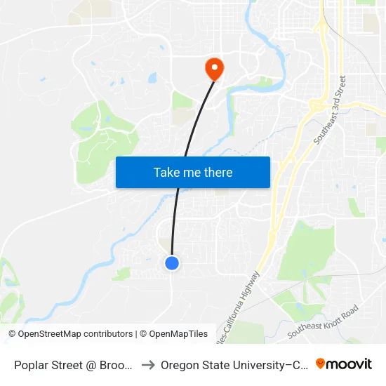 Poplar Street @ Brookswood Boulevard (N) to Oregon State University–Cascades (OSU–Cascades) map