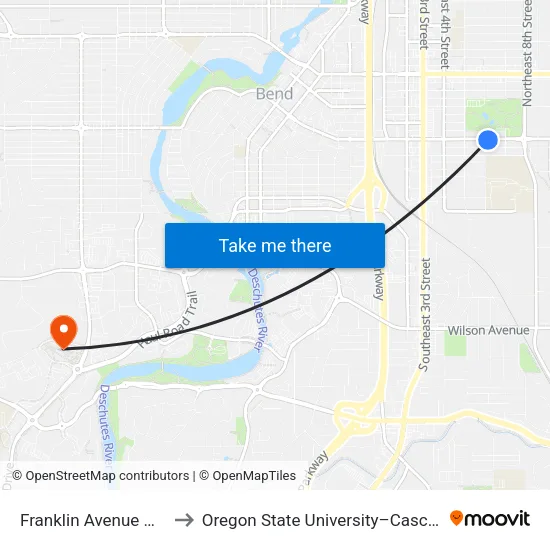Franklin Avenue @ 6th Street (S) to Oregon State University–Cascades (OSU–Cascades) map