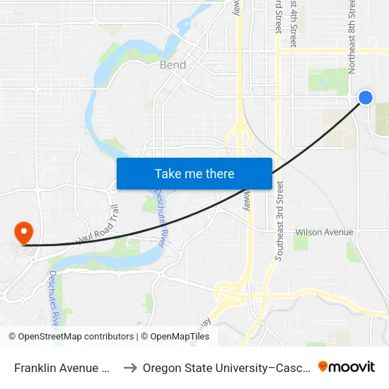 Franklin Avenue @ 9th Street (S) to Oregon State University–Cascades (OSU–Cascades) map