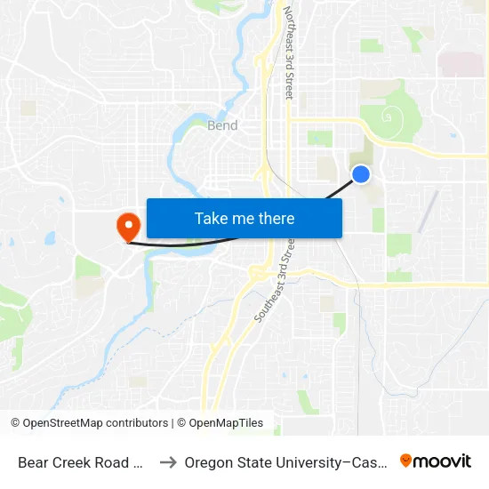 Bear Creek Road @ 13th Street (S) to Oregon State University–Cascades (OSU–Cascades) map