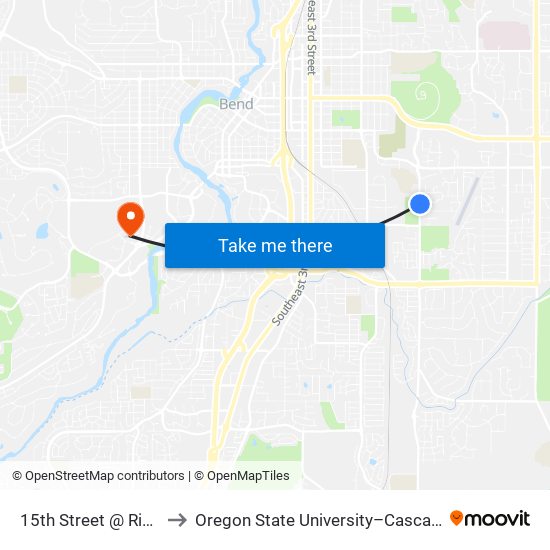 15th Street @ Riviera Drive (E) to Oregon State University–Cascades (OSU–Cascades) map