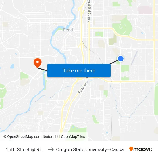15th Street @ Riviera Drive (E) to Oregon State University–Cascades (OSU–Cascades) map