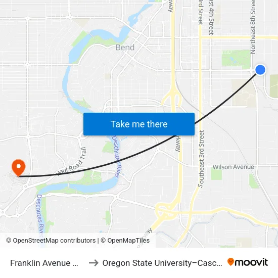 Franklin Avenue @ 9th Street (N) to Oregon State University–Cascades (OSU–Cascades) map