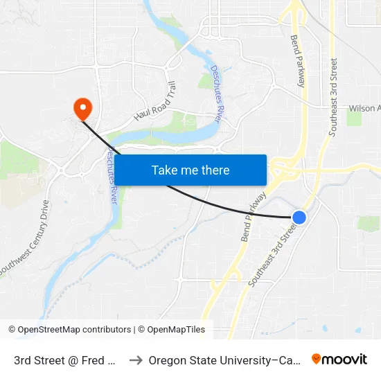 3rd Street @ Fred Meyer Complex (E) to Oregon State University–Cascades (OSU–Cascades) map