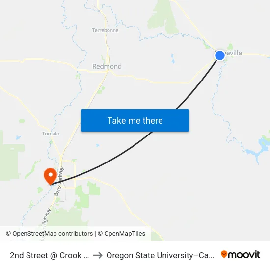 2nd Street @ Crook County Library (S) to Oregon State University–Cascades (OSU–Cascades) map