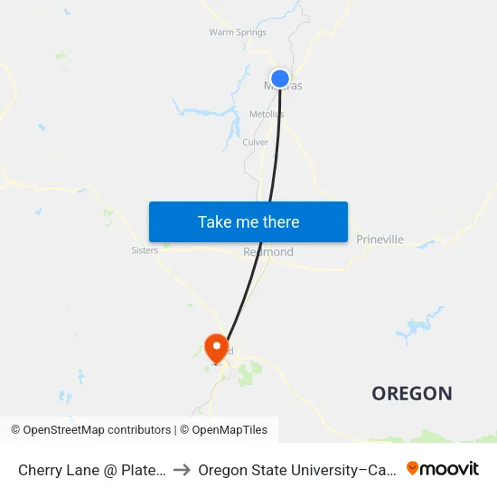 Cherry Lane @ Plateau Travel Plaza (S) to Oregon State University–Cascades (OSU–Cascades) map