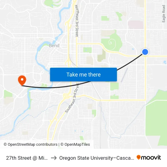 27th Street @ Micks Drive (W) to Oregon State University–Cascades (OSU–Cascades) map