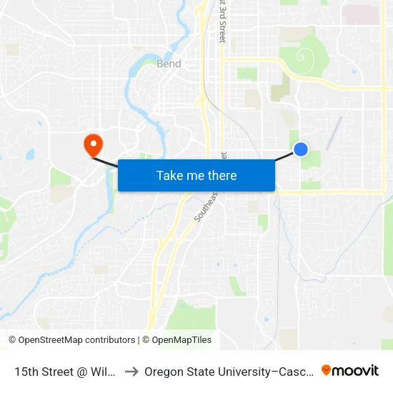 15th Street @ Wilson Avenue (E) to Oregon State University–Cascades (OSU–Cascades) map