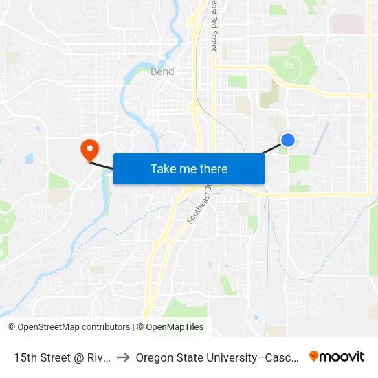 15th Street @ Riviera Drive (W) to Oregon State University–Cascades (OSU–Cascades) map