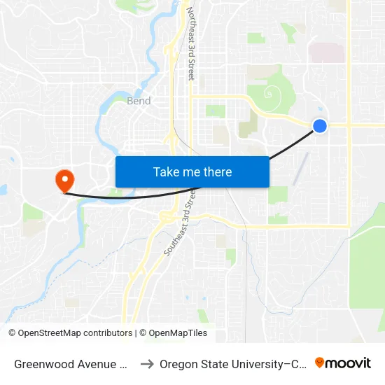 Greenwood Avenue @ Dean Swift Road (S) to Oregon State University–Cascades (OSU–Cascades) map