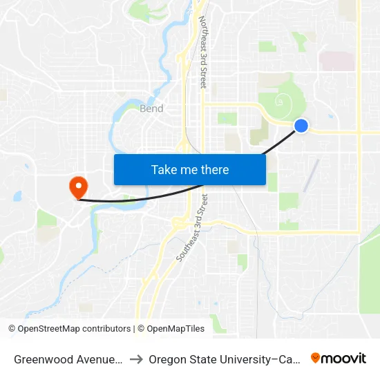 Greenwood Avenue @ Arnett Way (N) to Oregon State University–Cascades (OSU–Cascades) map