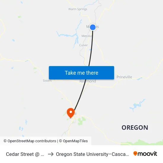 Cedar Street @ Safeway (N) to Oregon State University–Cascades (OSU–Cascades) map