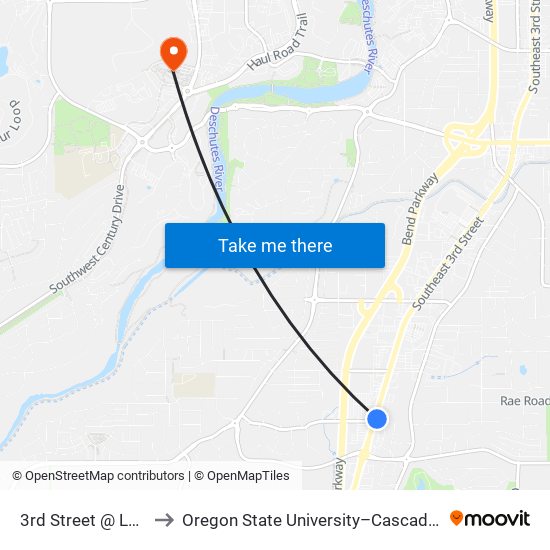 3rd Street @ La Quinta (E) to Oregon State University–Cascades (OSU–Cascades) map