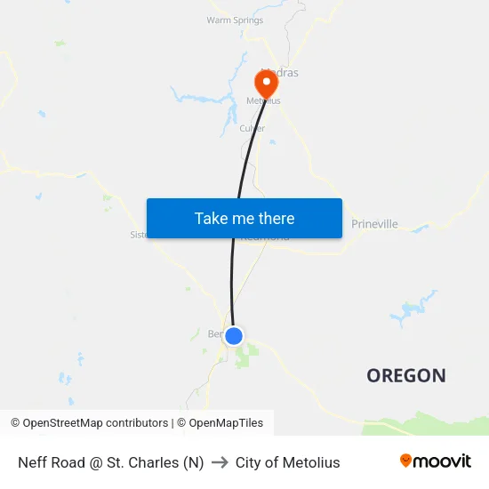 Neff Road @ St. Charles (N) to City of Metolius map