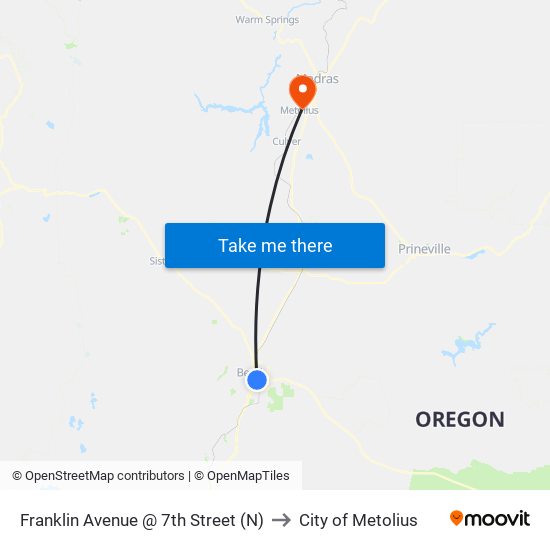 Franklin Avenue @ 7th Street (N) to City of Metolius map