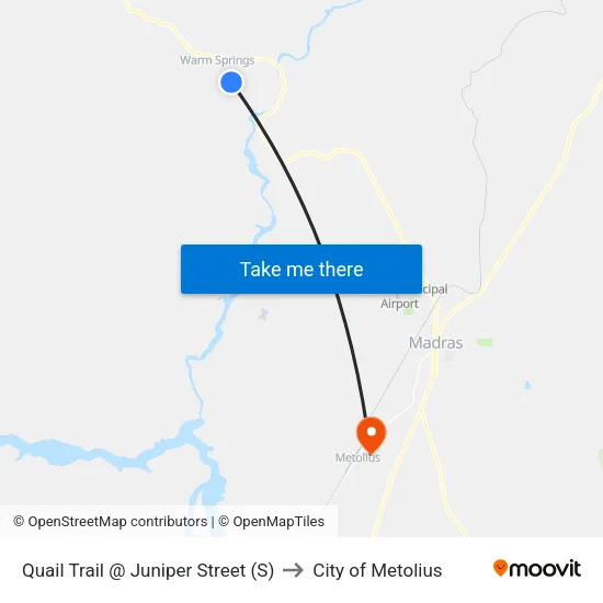 Quail Trail @ Juniper Street (S) to City of Metolius map