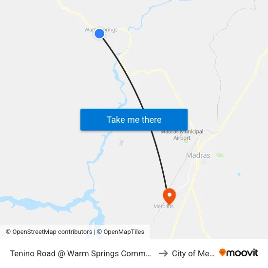 Tenino Road @ Warm Springs Community Center (E) to City of Metolius map
