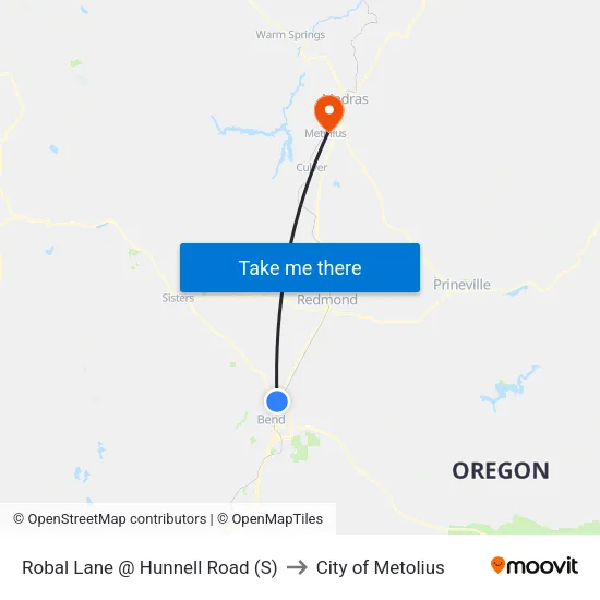 Robal Lane @ Hunnell Road (S) to City of Metolius map