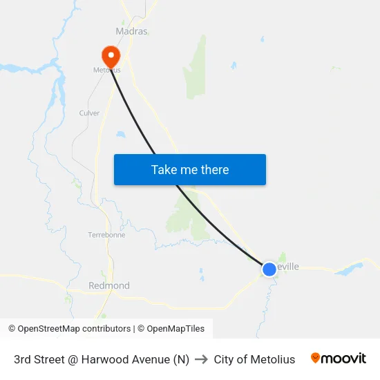 3rd Street @ Harwood Avenue (N) to City of Metolius map