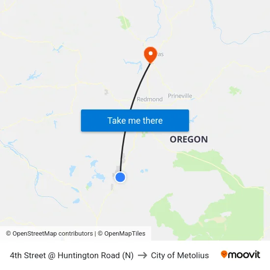 4th Street @ Huntington Road (N) to City of Metolius map