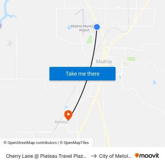 Cherry Lane @ Plateau Travel Plaza (S) to City of Metolius map