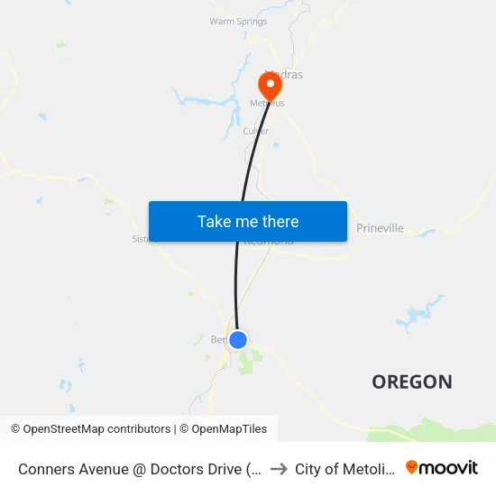 Conners Avenue @ Doctors Drive (W) to City of Metolius map