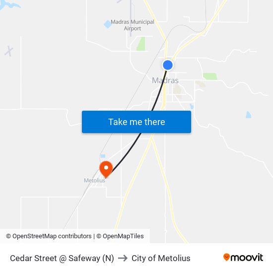 Cedar Street @ Safeway (N) to City of Metolius map