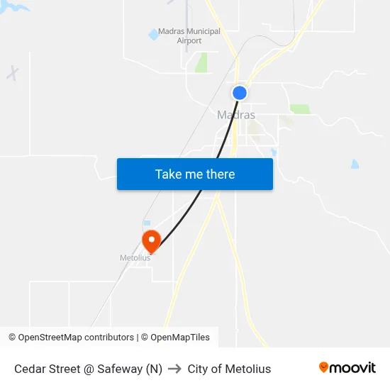 Cedar Street @ Safeway (N) to City of Metolius map