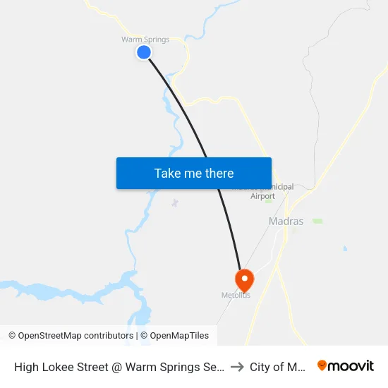 High Lokee Street @ Warm Springs Senior Center (W) to City of Metolius map