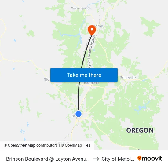 Brinson Boulevard @ Layton Avenue (N) to City of Metolius map